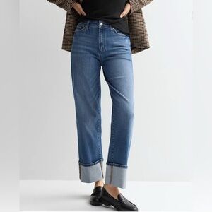 Banana Republic High Rise Straight Fit Wide Leg Cuff Women’s Denim Jeans Size 26